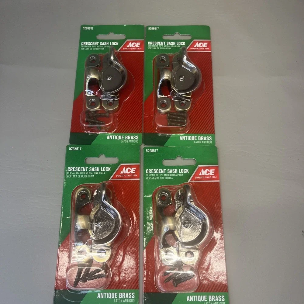 ACE Antique Brass Crescent Sash Lock Window Hardware with Screws 5298617 Lot 4